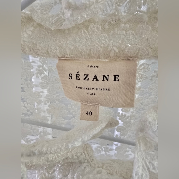 SÉZANE Cathy Guipure Embroidered White Lace Button Front Blouse NWOT - Picture 10 of 16